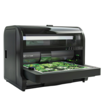 High-Resolution Printer with Green Leaf Print on Transparent Background AI-Generative png