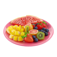 Tasty Mix Fruit Salad Plate on Transparent Background AI-Generative png