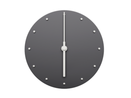 3d Realistic Simple Gray Round Wall clock 6 six o clock, 3d illustration png