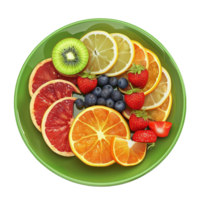 Fruit in Pieces Decoration on Plate on Transparent Background AI-Generative png