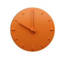 Minimal Orange clock Ten 10 o'clock abstract Minimalist wall clock 3d Illustration png