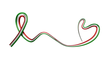 Iran flag Abstract green white red heart ribbon flag 3d illustration png
