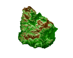 Uruguay Topographic Map 3d realistic map Color 3d illustration png