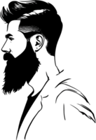Striking bearded man portrait showcases full black stencil style. AI-generated. png