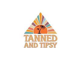 Tanned and tipsy summer tshirt, summer background vector