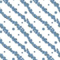 A blue and white floral pattern with a white background The blue forget me not flowers are arranged in a striped pattern vector