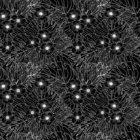 A black and white floral pattern with many small white flowers The flowers are arranged in a way that creates a sense of depth and movement. Scene is serene and calming vector