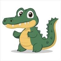 Cute Editable Cartoon Alligator Character Illustration vector