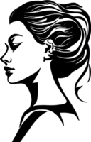 A captivating black stencil of a beautiful girl. AI-generated. png