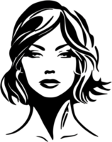 A captivating black stencil of a beautiful girl. AI-generated. png