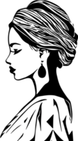 A captivating black stencil of a beautiful girl. AI-generated. png