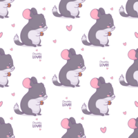 Seamless pattern with cute chinchilla png