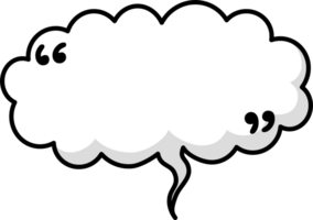 Hand draw doodle Black and white color speech bubble balloon with quotation marks, icon sticker memo keyword planner text box banner png