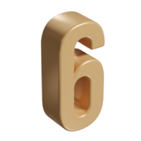 3d number six 6 golden or bronze shining typography symbol or sign template, realistic illustration. Gold sixth digit or figure for numbering png