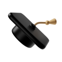 Graduation university or college black cap 3d icon illustration. Element for degree ceremony and educational programs design png