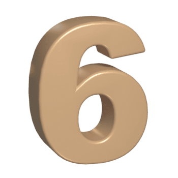 3d número seis 6 dourado ou bronze brilhando tipografia símbolo ou placa modelo, realista ilustração. ouro sexto dígito ou figura para numeração png