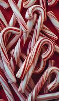 Close Up of Red And White Candy Canes photo