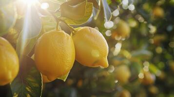 Ripe Lemons Glowing in the Morning Sunlight photo