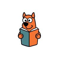 Bullmastiff dog reading icon illustration vector