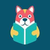 Bullboxer dog reading icon illustration vector