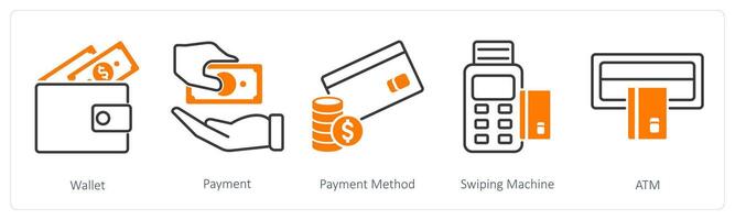 A set of 5 Shopping icons as wallet, payment, payment method vector