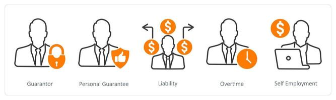 A set of 5 Banking icons as gurantor, personal gurantee, liability vector