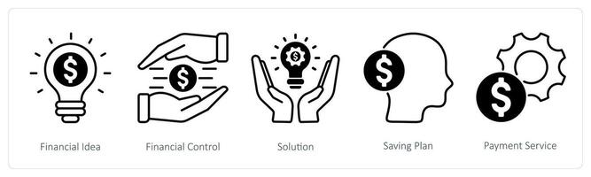 A set of 5 Banking icons as financial idea, financial control, solution vector