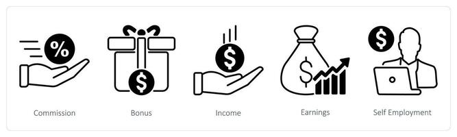 A set of 5 Banking icons as commission, bonus, income vector