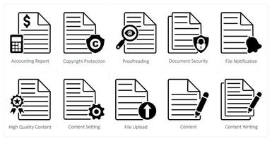 A set of 10 seo icons as accounting report, copyright protection, proofreading vector