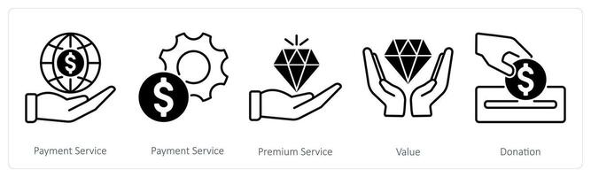 A set of 5 Banking icons as payment service, premium service, value vector