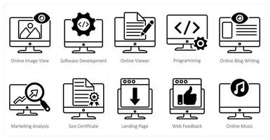 A set of 10 seo icons as online image view, software development, online viewer vector