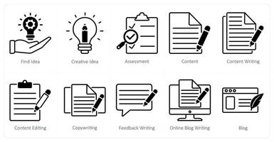 A set of 10 seo icons as find idea, creative idea, assessment vector