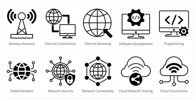 A set of 10 seo icons as wireless network, internet connectivity, internet browsing vector