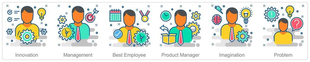 A set of 6 Business icons as innovation, management, best employee vector