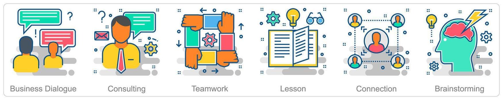 A set of 6 Business icons as business dialogue, consulting, teamwork vector