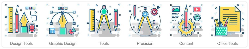 A set of 6 Business icons as design tools, graphic design, tools vector