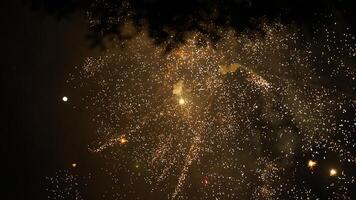 The beautiful and colorful fireworks show for new year's celebration at night photo