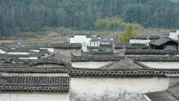 The beautiful traditional Chinese village view with the classical architecture and the narrow lane as background photo