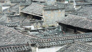 The beautiful traditional Chinese village view with the classical architecture and the narrow lane as background photo