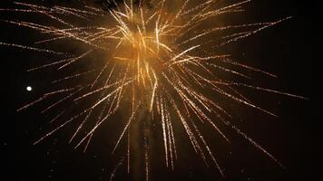 The beautiful and colorful fireworks show for new year's celebration at night photo