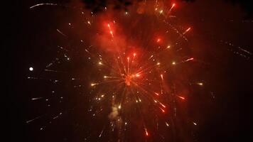The beautiful and colorful fireworks show for new year's celebration at night photo