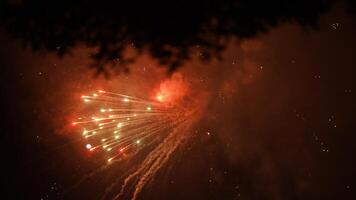The beautiful and colorful fireworks show for new year's celebration at night photo
