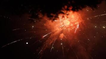 The beautiful and colorful fireworks show for new year's celebration at night photo
