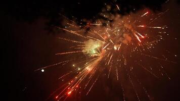The beautiful and colorful fireworks show for new year's celebration at night photo