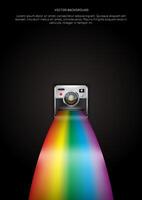 vintage instant photo instant photo camera on a wavy background. Highly detailed. Copy space for custom elements. vector