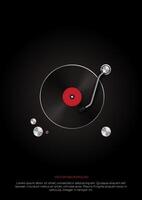 a record with a red band and a red circle on the bottom. vector