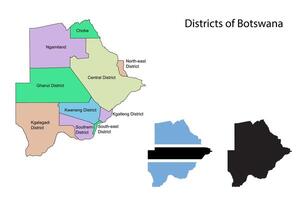 Botswana administrative divisions. Botswana with Provinces flag and map illustration . Districts of Botswana vector