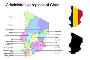 Chad administrative divisions. Chad with Provinces flag and map illustration . Districts of Chad vector
