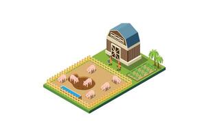 Modern Isometric Farm Management and livestock management Illustration in White Isolated Background With People and Related Digital Assets vector