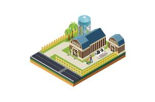 Modern Isometric Farm Management and livestock management Illustration in White Isolated Background With People and Related Digital Assets vector